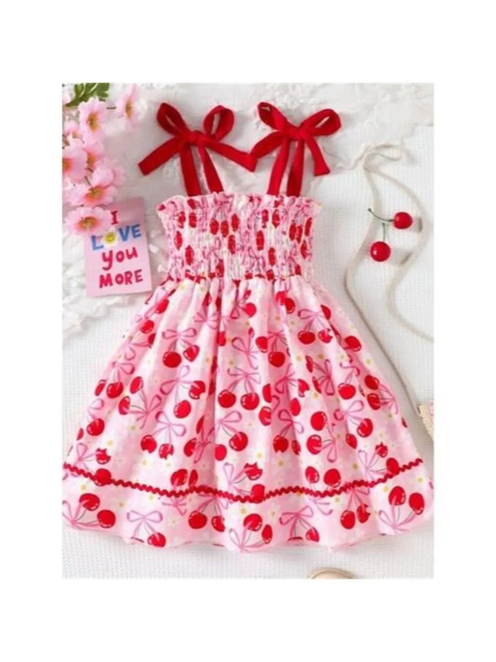Children's Cherry Print Smocked Dress